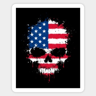 Chaotic American Flag Splatter Skull Sticker